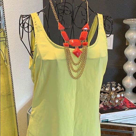 Neon yellow, low back dress coverup size M - Picture 4 of 5